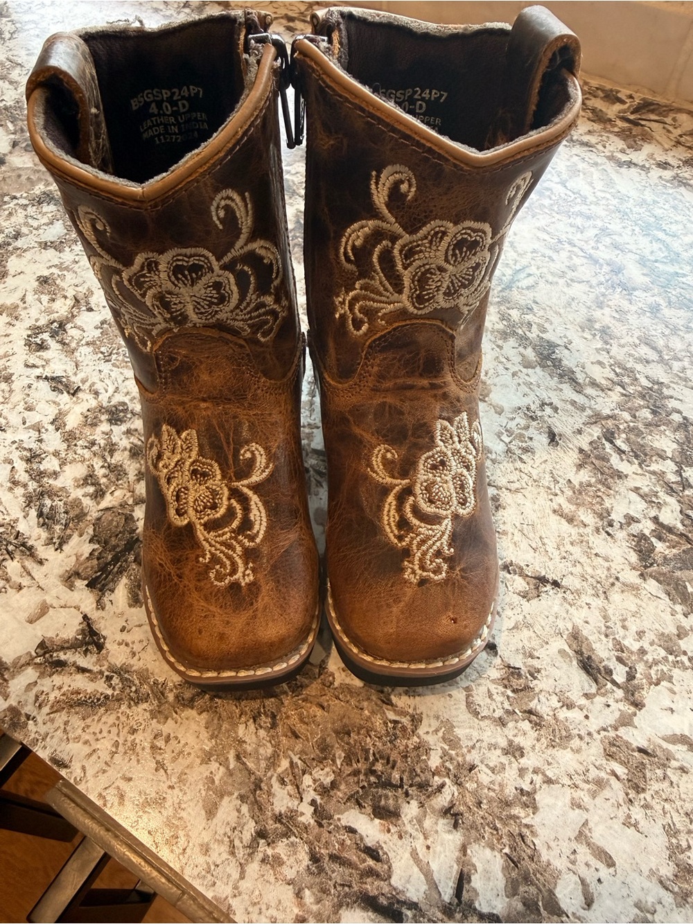 Girls' Brown Western Embroidered Boots - Smokey Mountain